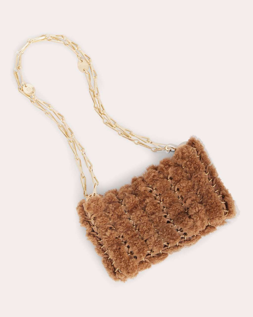 1969 Nano Embellished Leather and Shearling Shoulder Bag