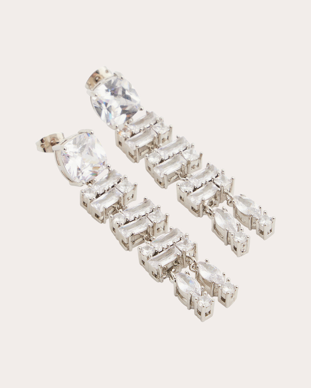 Silver-Tone Crystal Earrings