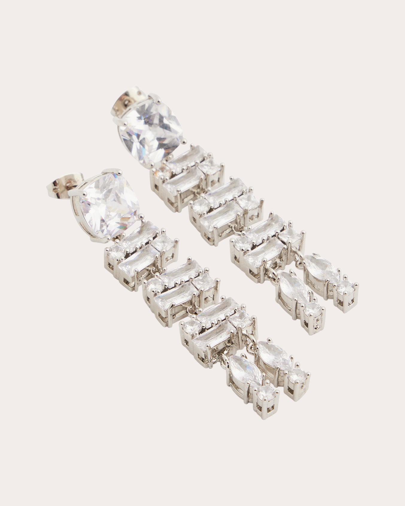 Silver-Tone Crystal Earrings