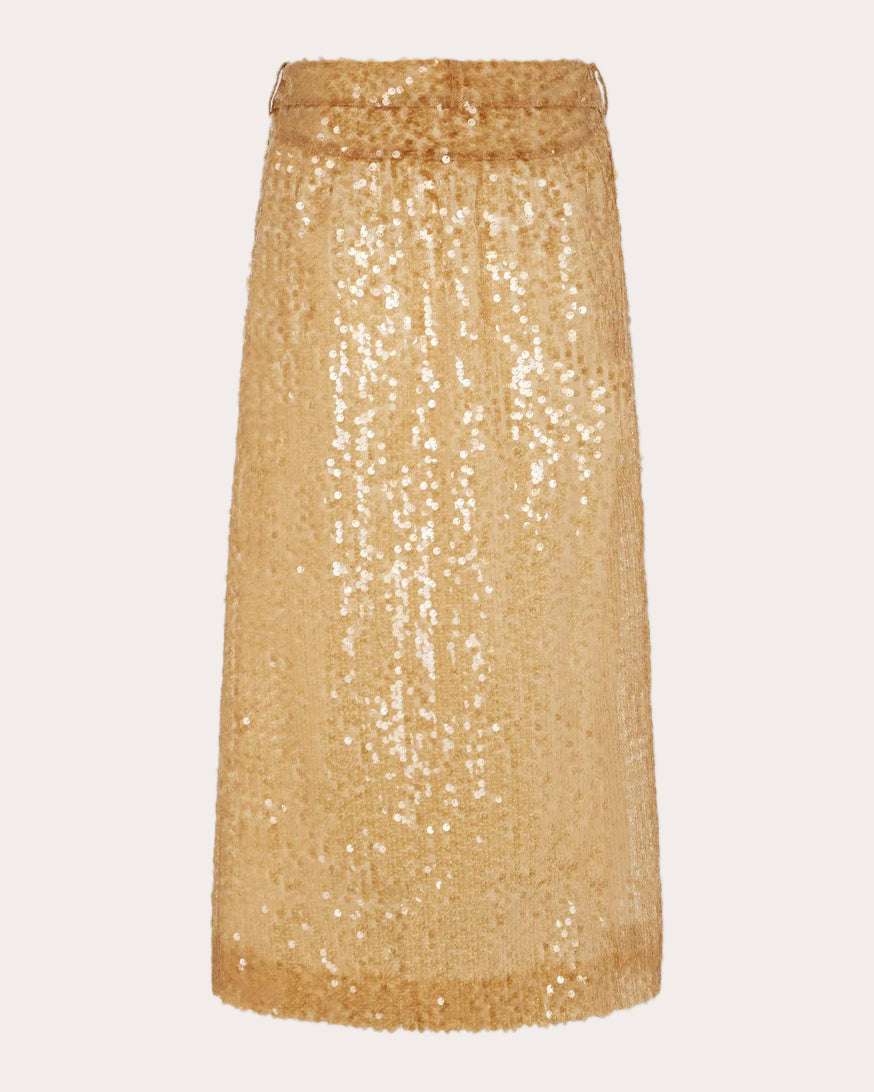Embellished Sequin-Embroidered Midi Skirt