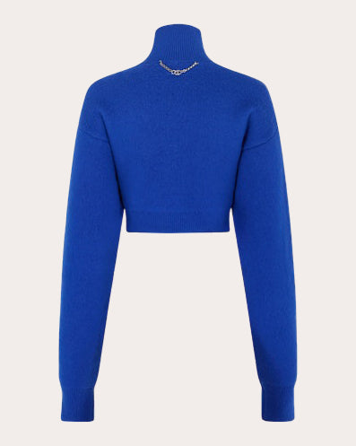Chain-Embellished Cropped Brushed-Wool Sweater | Olivela