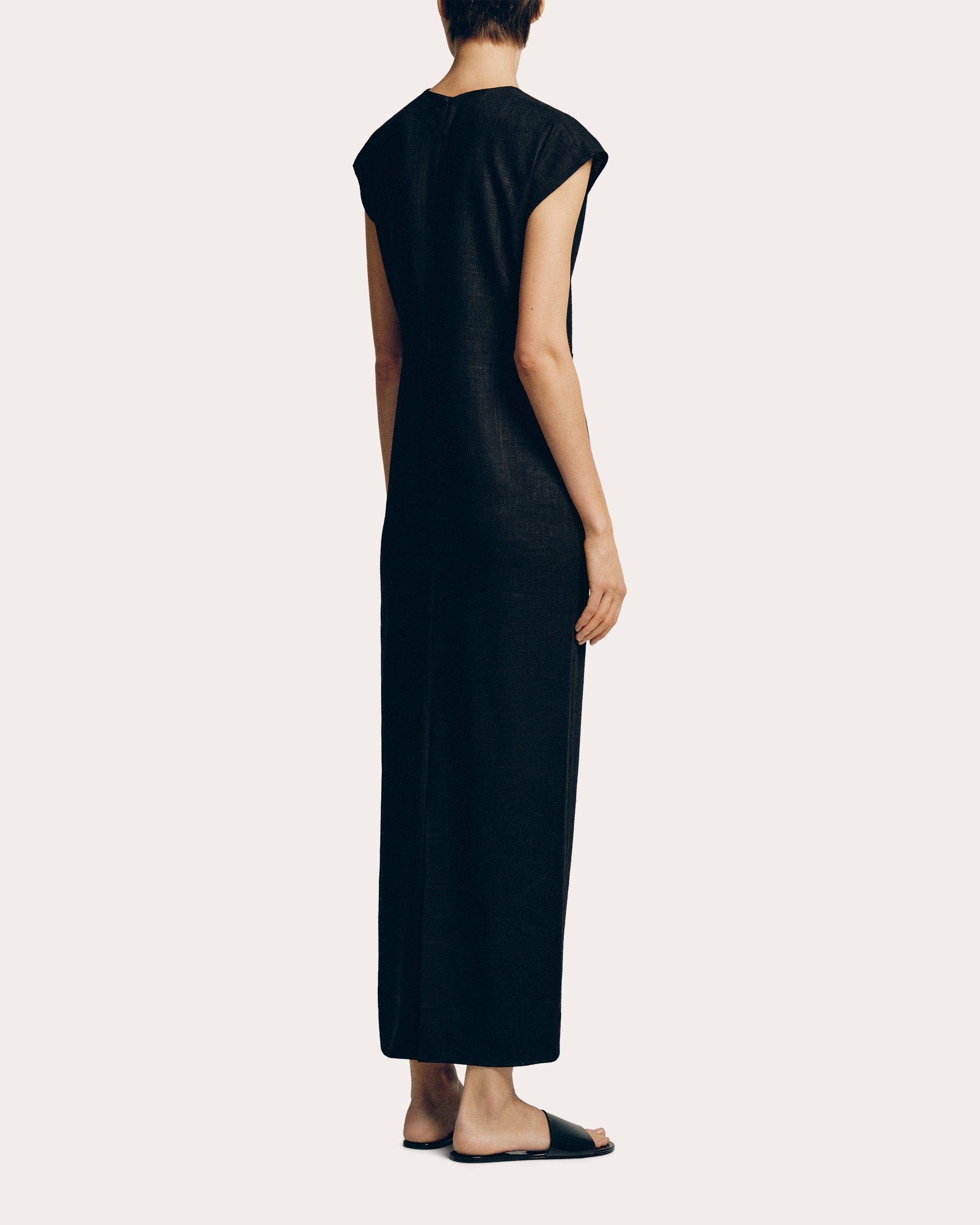 SEV Women's Linen Cap-Sleeve Midi Dress in Black Size FR 36 / 4 | Linen/Viscose/Polyester SEV Women's Linen Cap-Sleeve Midi Dress in Black Size FR 36 / 4 | Linen/Viscose/Polyester