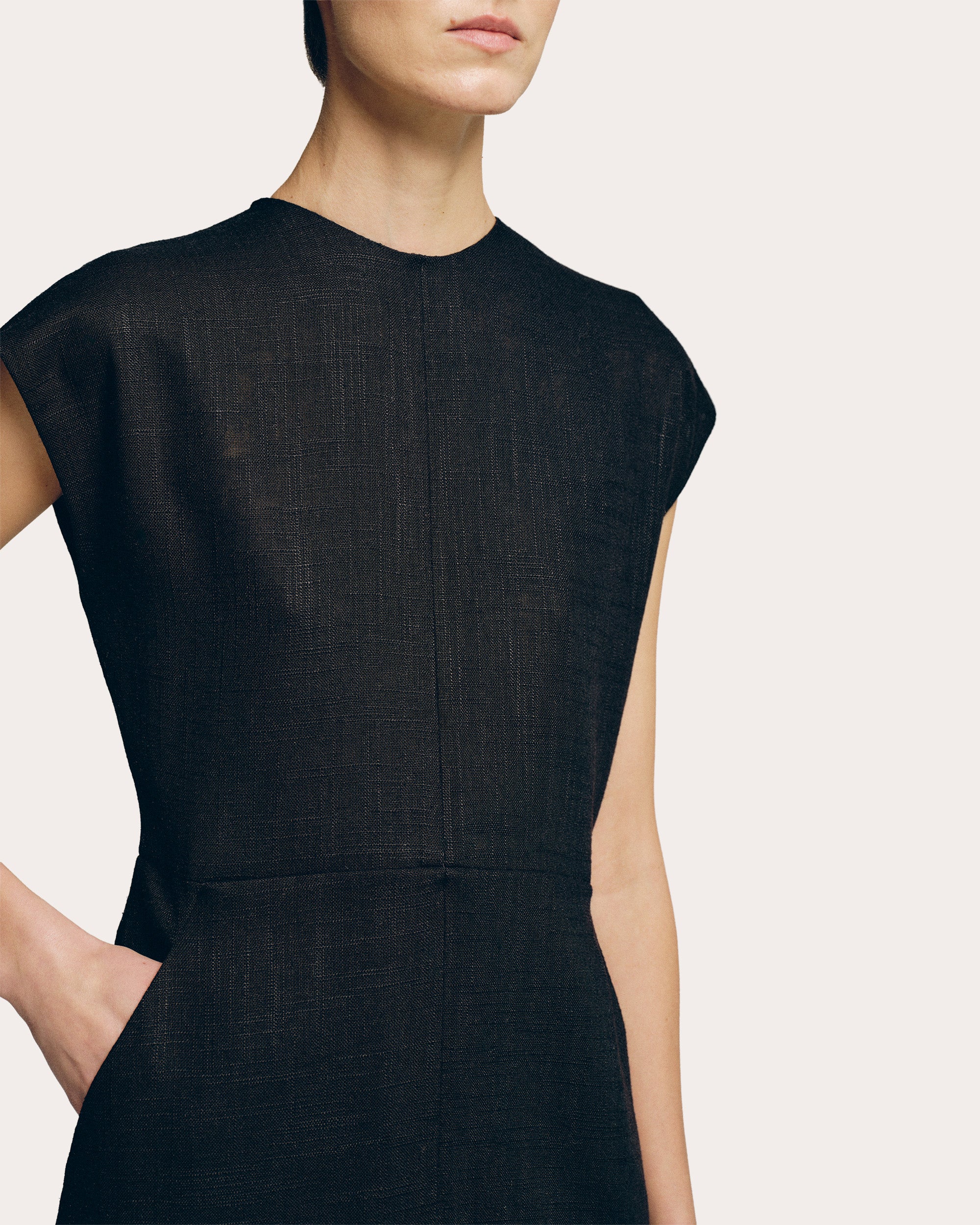 SEV Women's Linen Cap-Sleeve Midi Dress in Black Size FR 36 / 4 | Linen/Viscose/Polyester SEV Women's Linen Cap-Sleeve Midi Dress in Black Size FR 36 / 4 | Linen/Viscose/Polyester