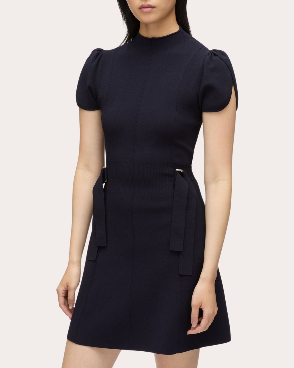 Rib Knit Tulip-Sleeve Mini Dress