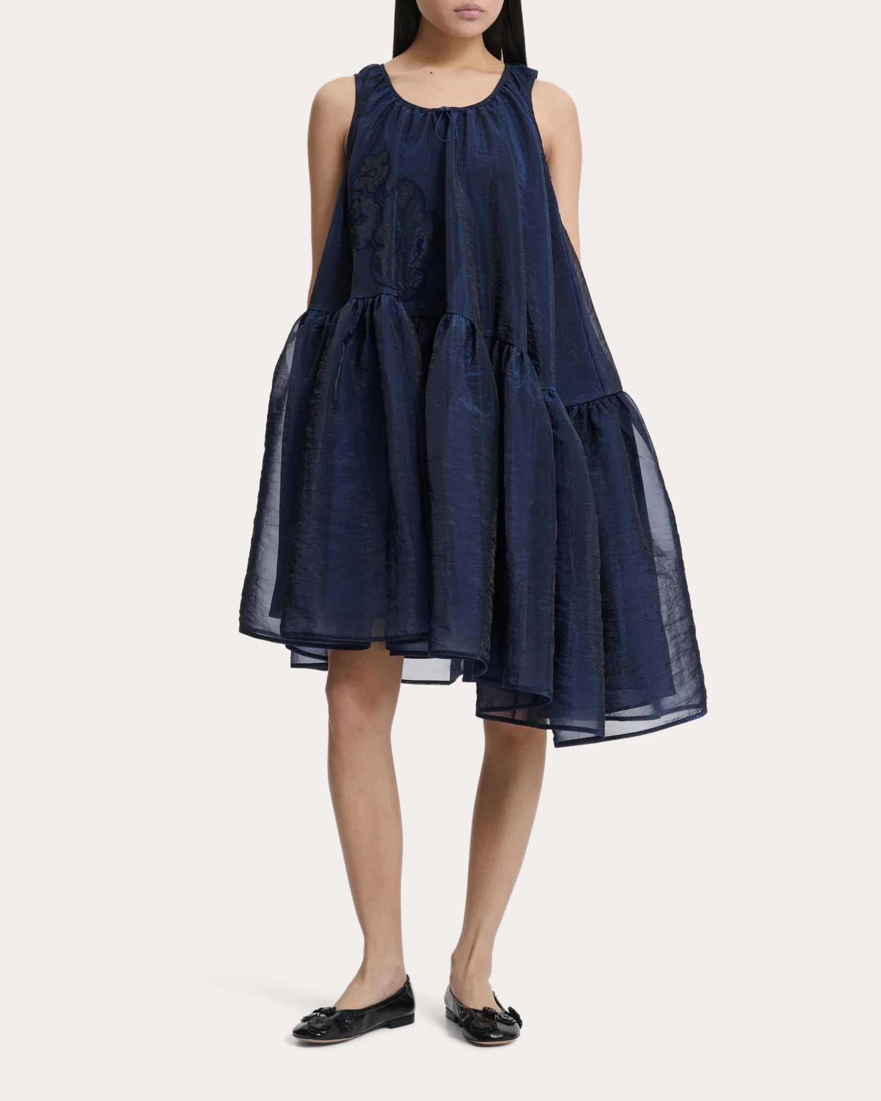 Azelia Asymmetric Floral Embroidered Myrtia Dress