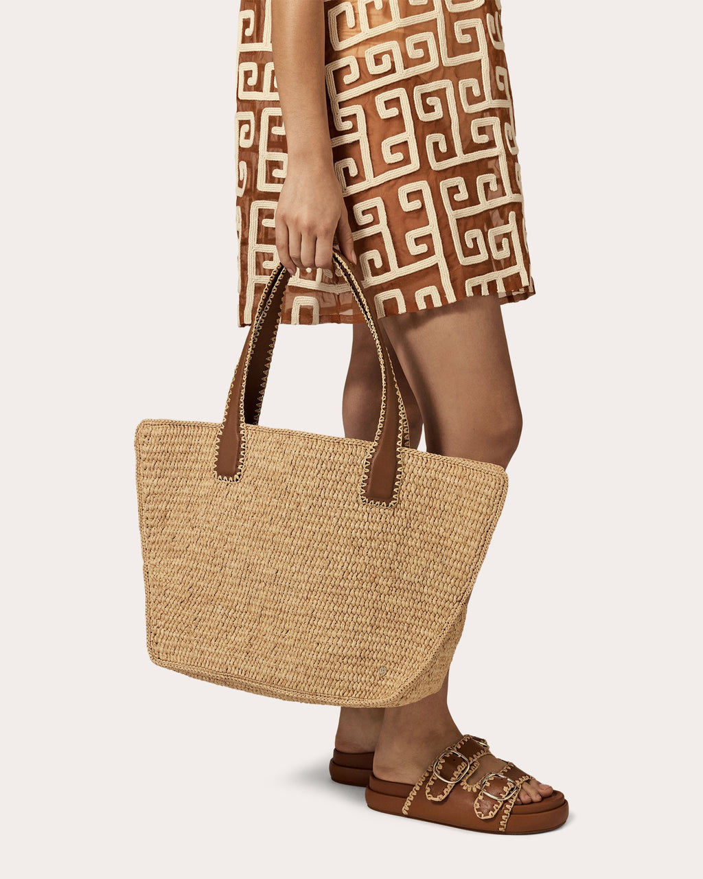 Liyoni Crocheted Raffia Tote Bag