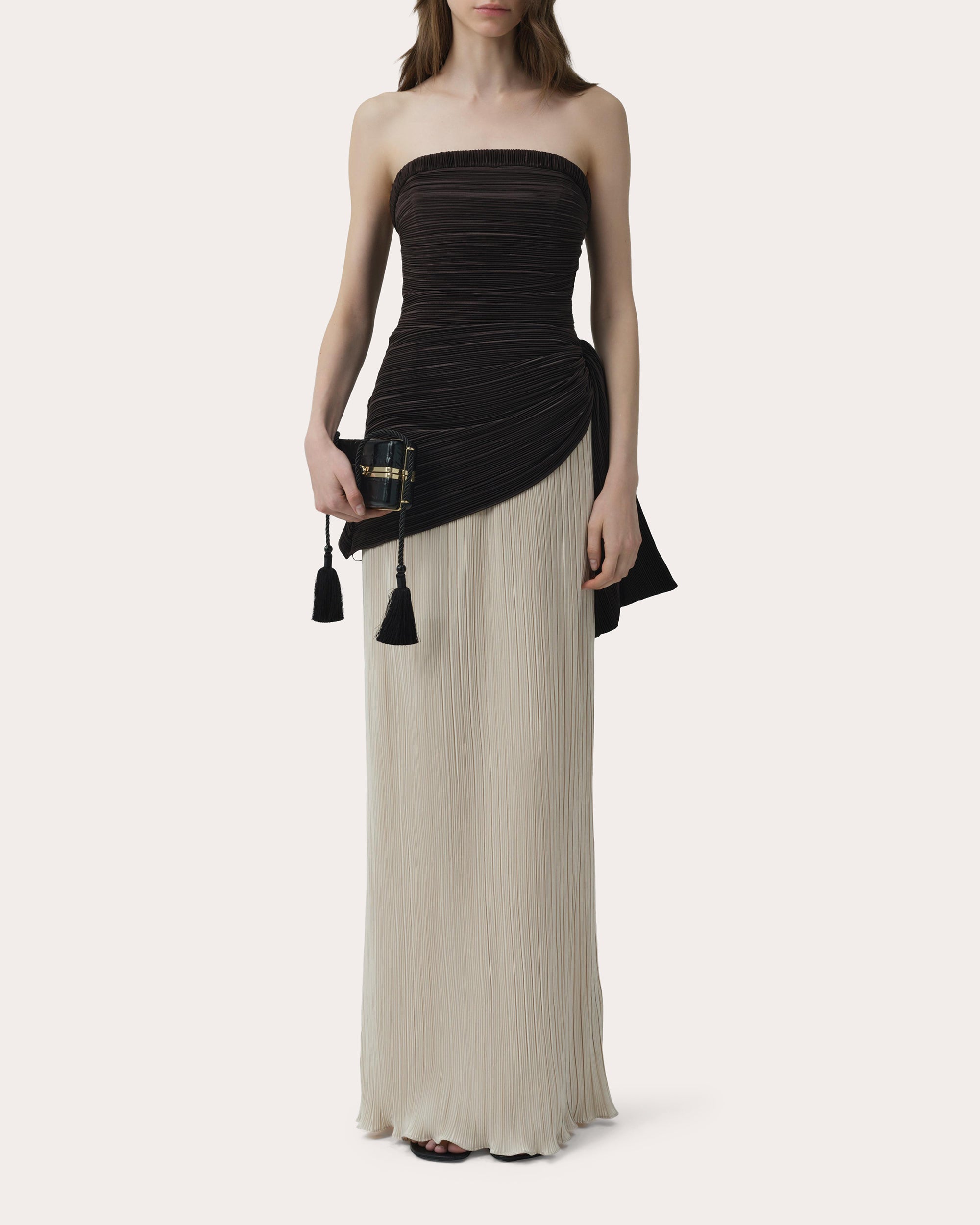 Laia Plissé Strapless Bustier Gown
