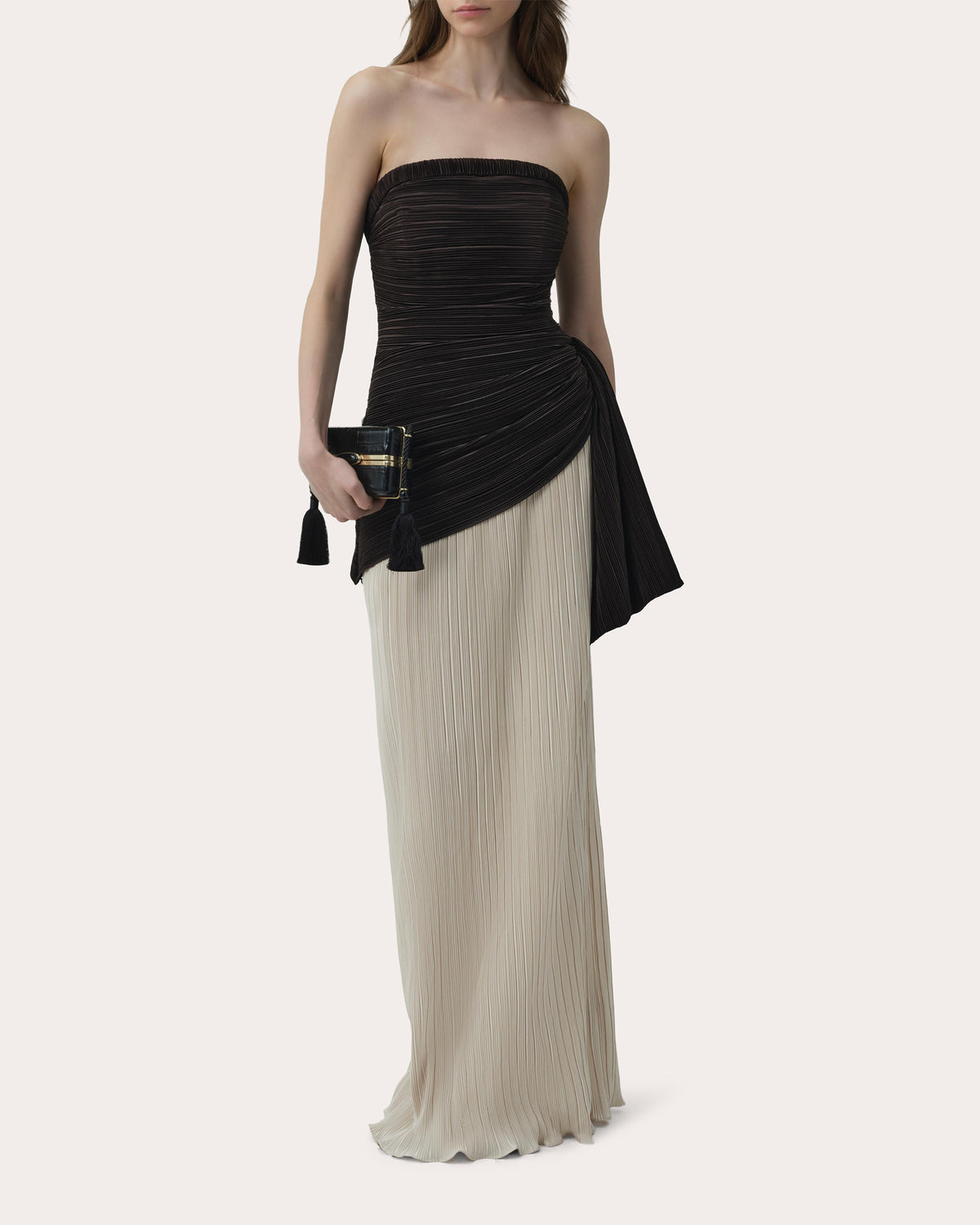 Laia Plissé Strapless Bustier Gown