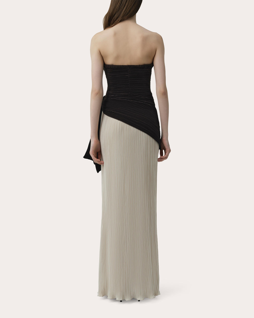 Laia Plissé Strapless Bustier Gown
