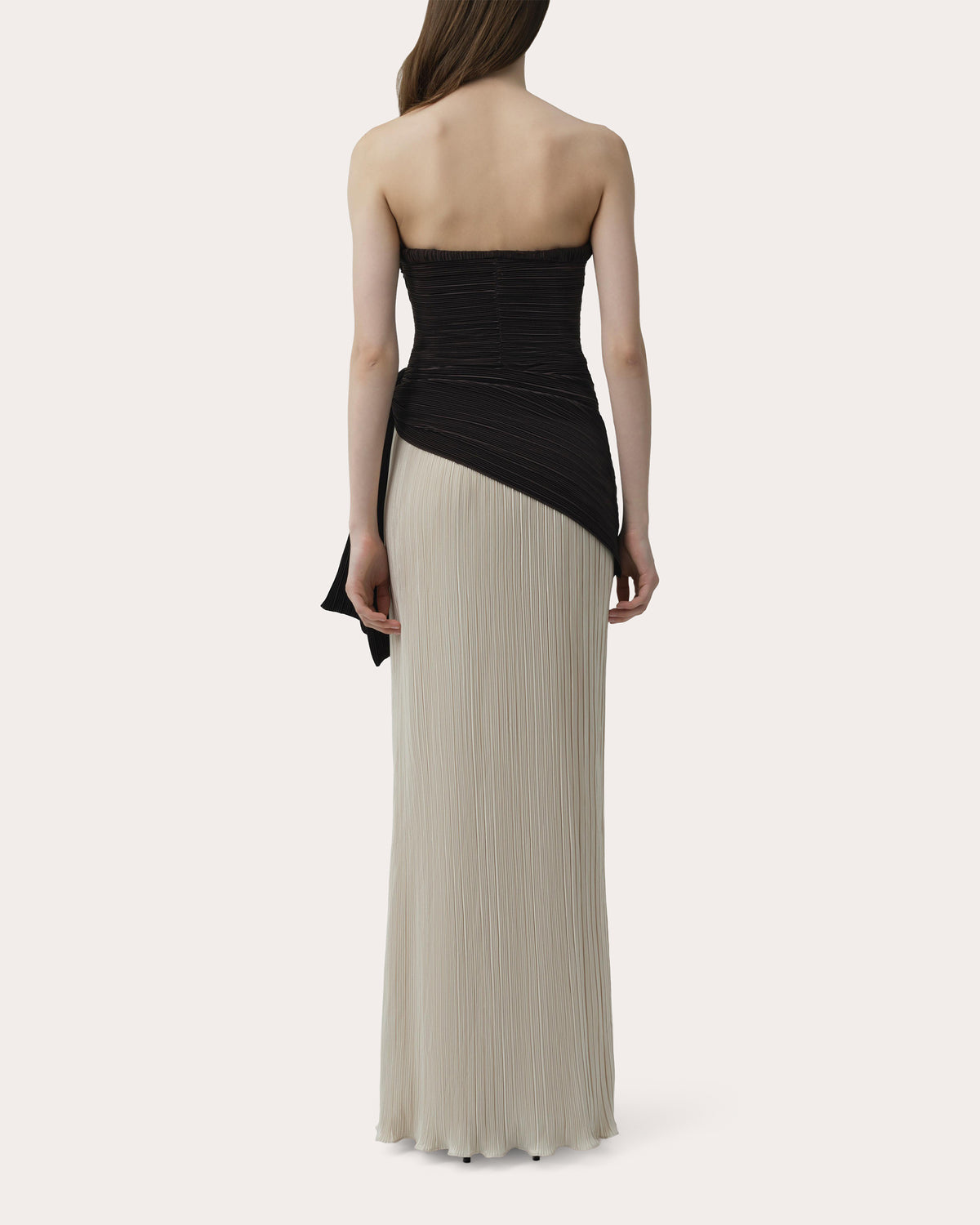 Laia Plissé Strapless Bustier Gown
