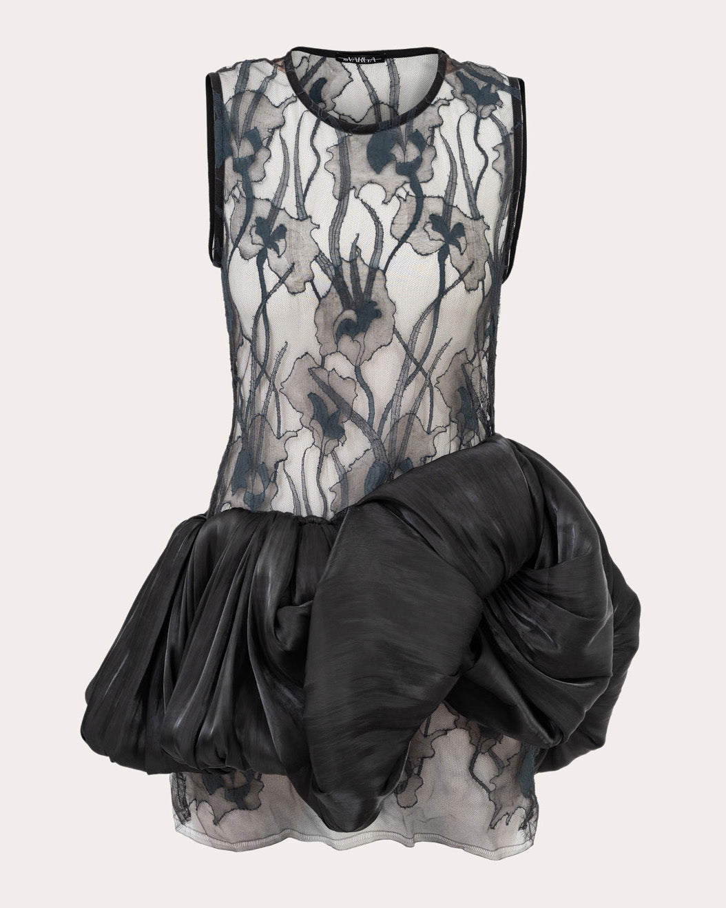 Nori Sheer Floral Lace Bubble Mini Dress