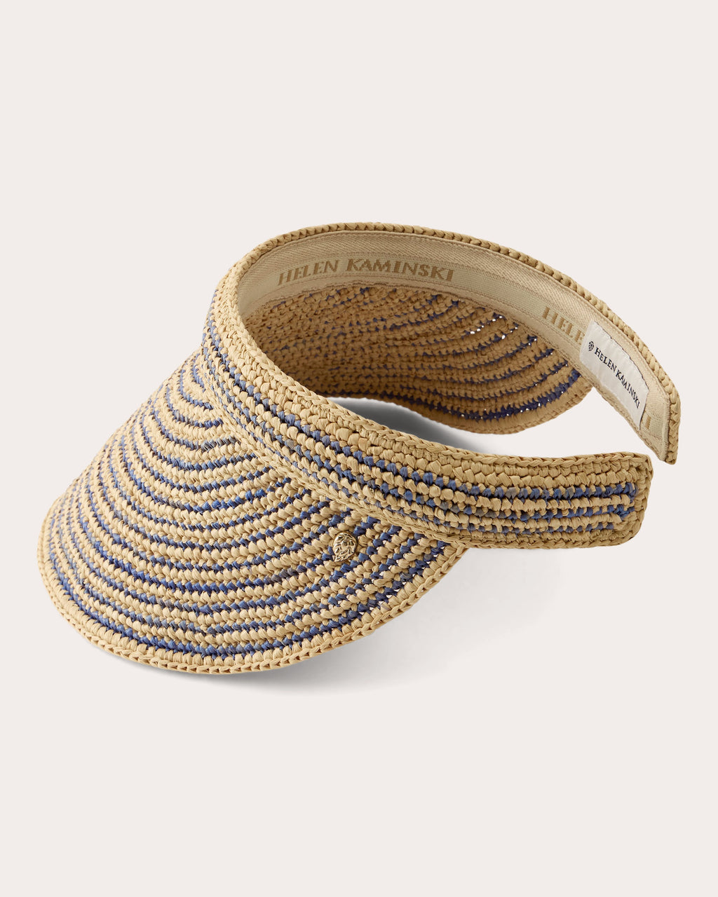 Sunlee Stripe Crocheted Raffia Visor