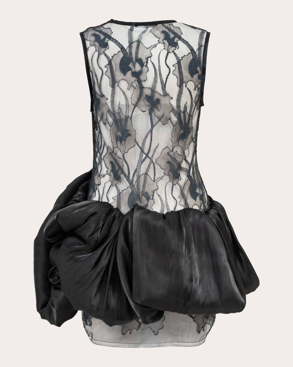 Nori Sheer Floral Lace Bubble Mini Dress