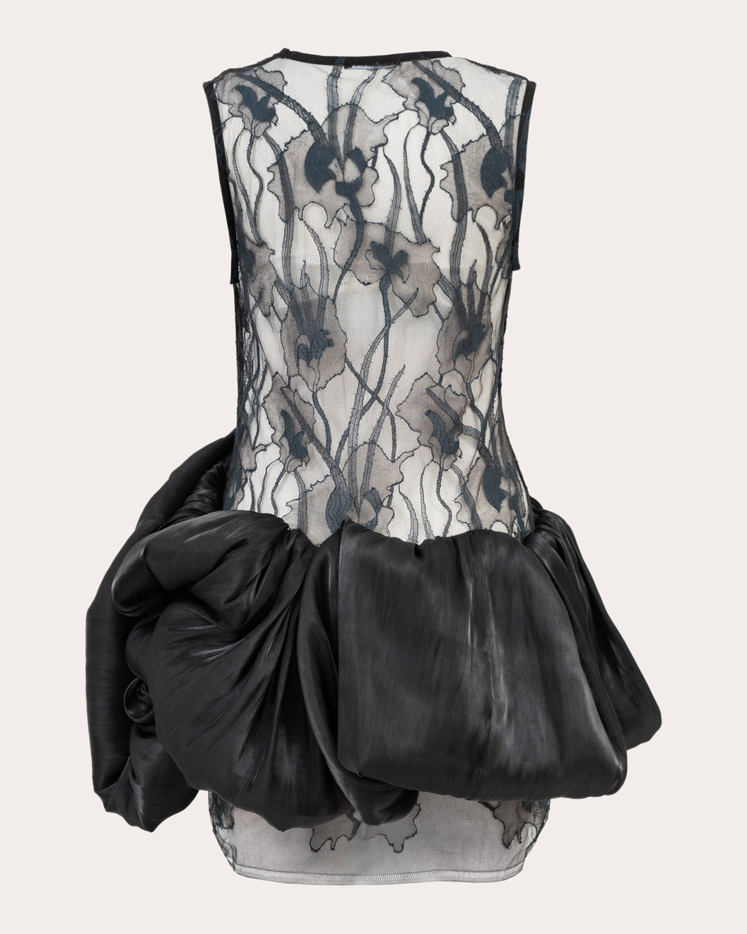 Nori Sheer Floral Lace Bubble Mini Dress