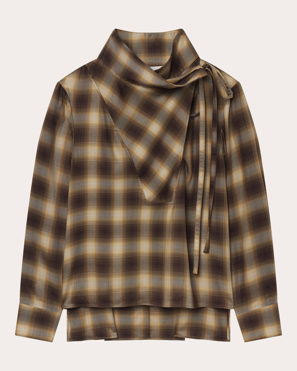 Plaid Asymmetric Drape Workwear Shirt