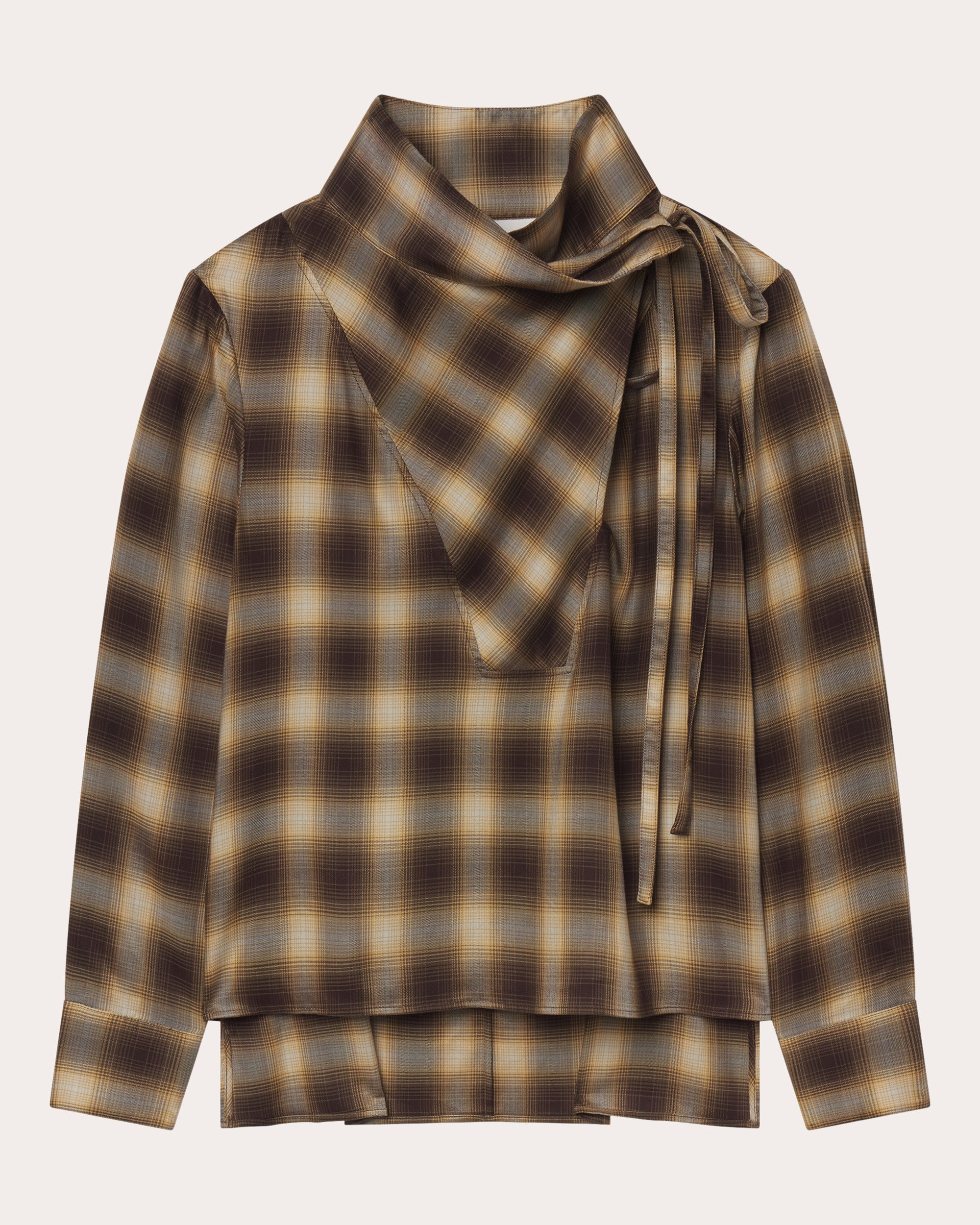 Plaid Asymmetric Drape Workwear Shirt