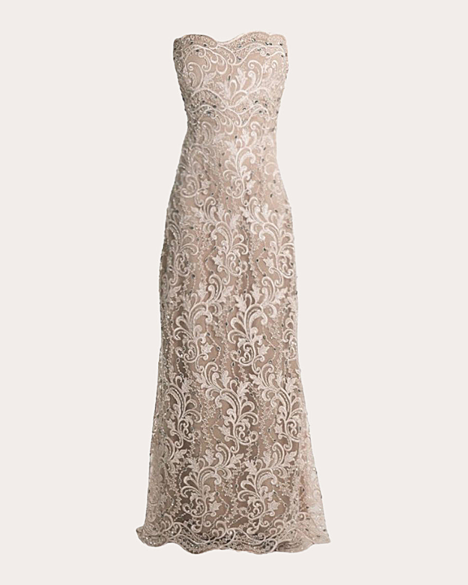 Francisco Arce Women's Yari Embellished Lace Strapless Gown in Gold Size Large Francisco Arce Women's Yari Embellished Lace Strapless Gown in Gold Size Large
