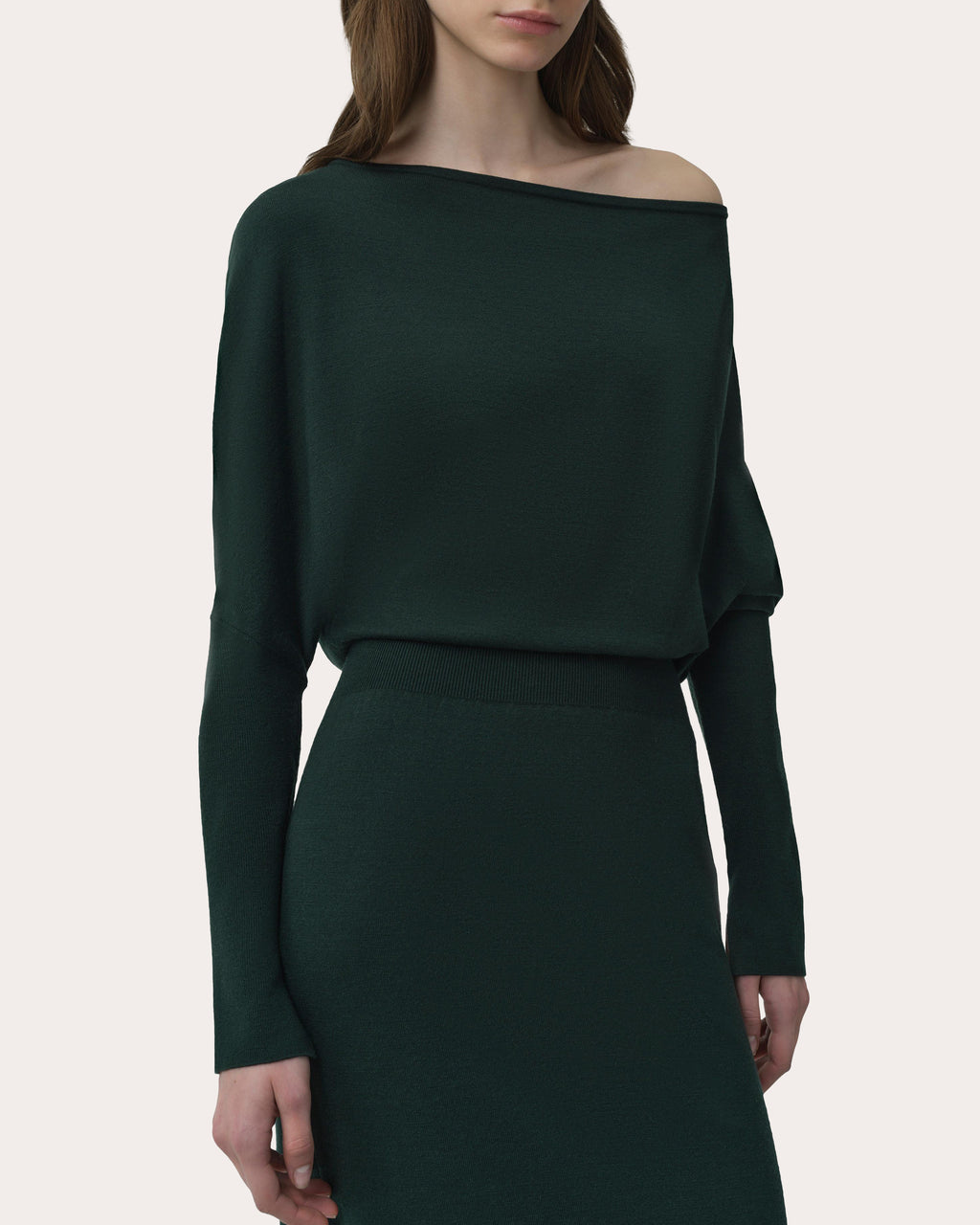 Janese Knit Wool Draped Midi Dress