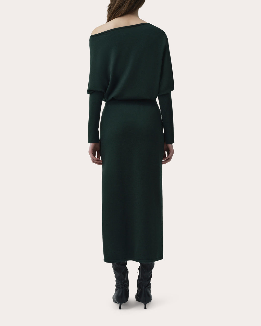 Janese Knit Wool Draped Midi Dress
