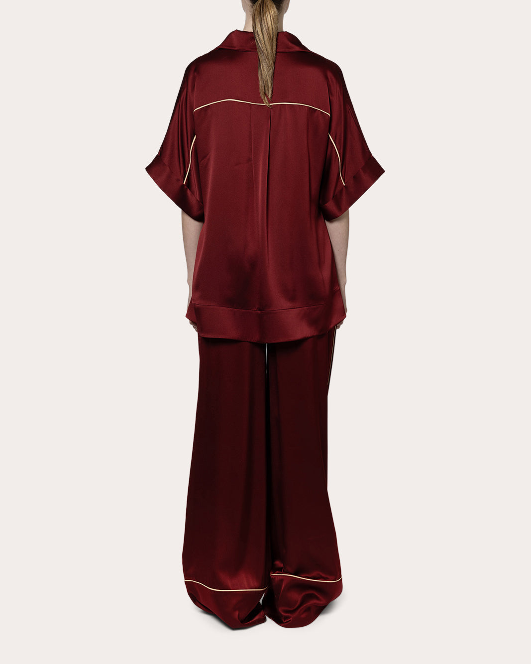 Enira Satin Collared V-Neck Top