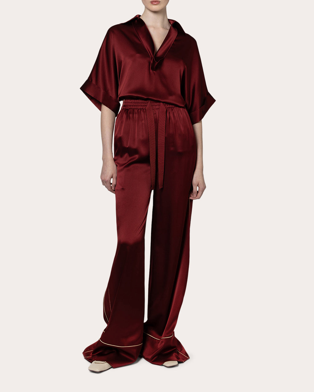 Nael Satin Wide-Leg Trousers