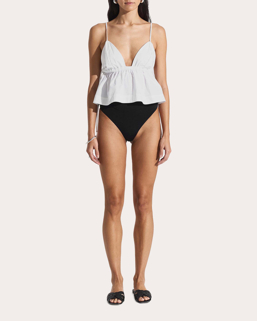 Drift Ruched Cotton Peplum Top