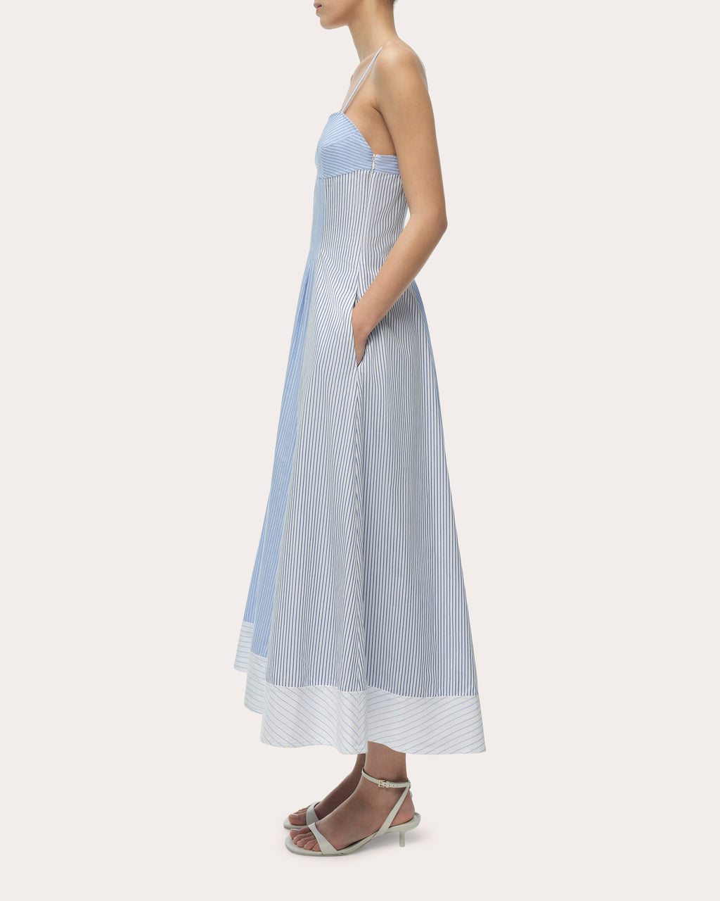 Chamberlain Cotton Stripe Pleated Midi Dress