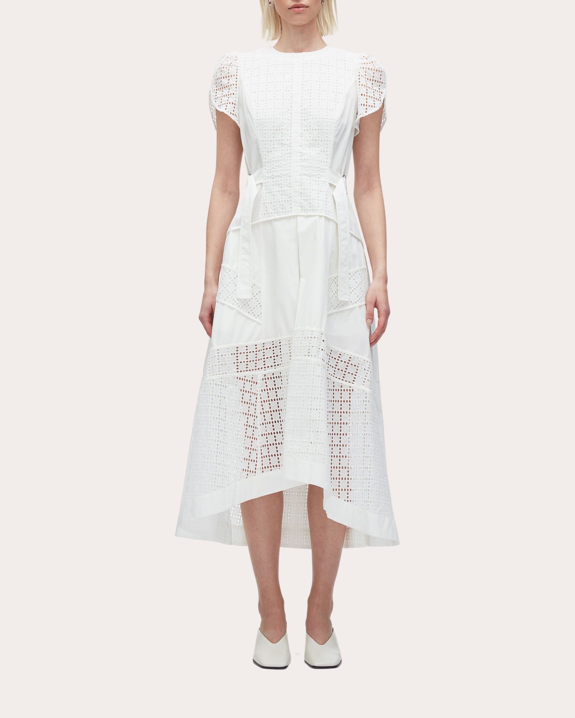 3.1 Phillip Lim Broderie Anglaise Paneled Midi Dress