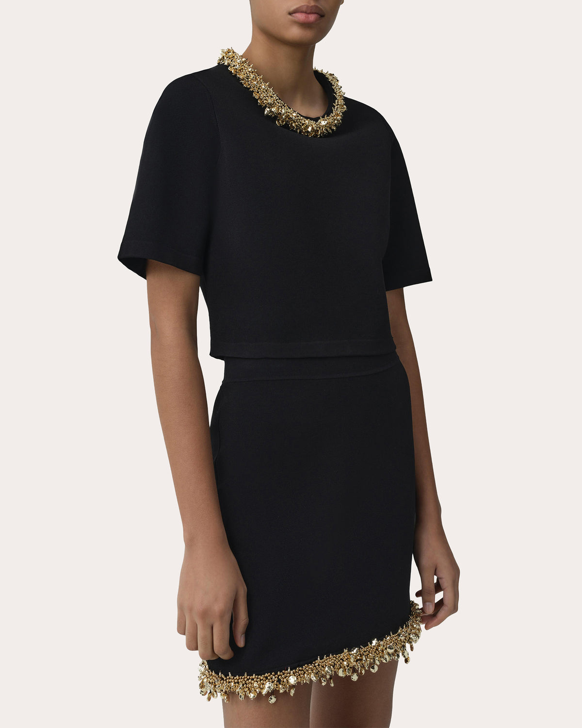 Wendy Beaded Compact Knit Mini Skirt