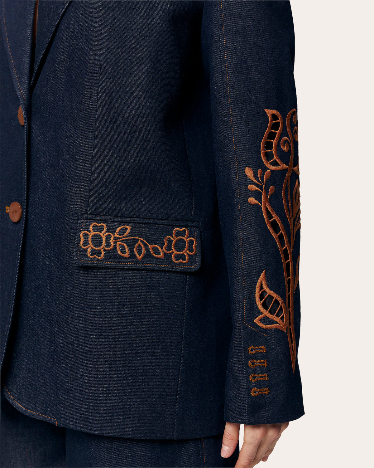 Rose Atelier Embroidered Denim Blazer