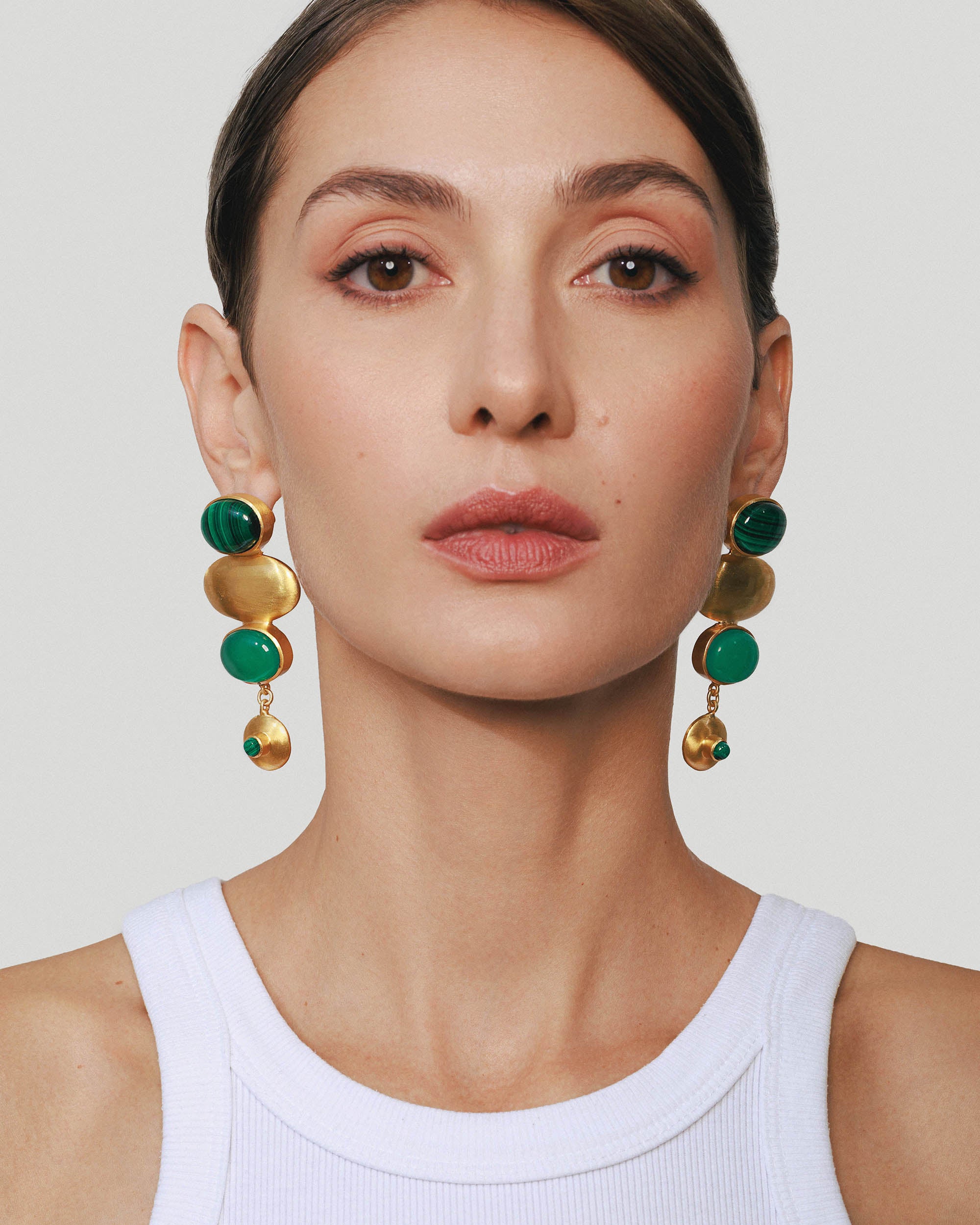 Green Onyx & Malachite Istanbul Drop Earrings | Olivela