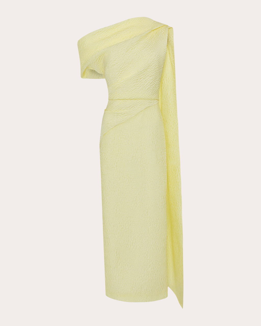 Maite Cloqué Asymmetric Cape Midi Dress