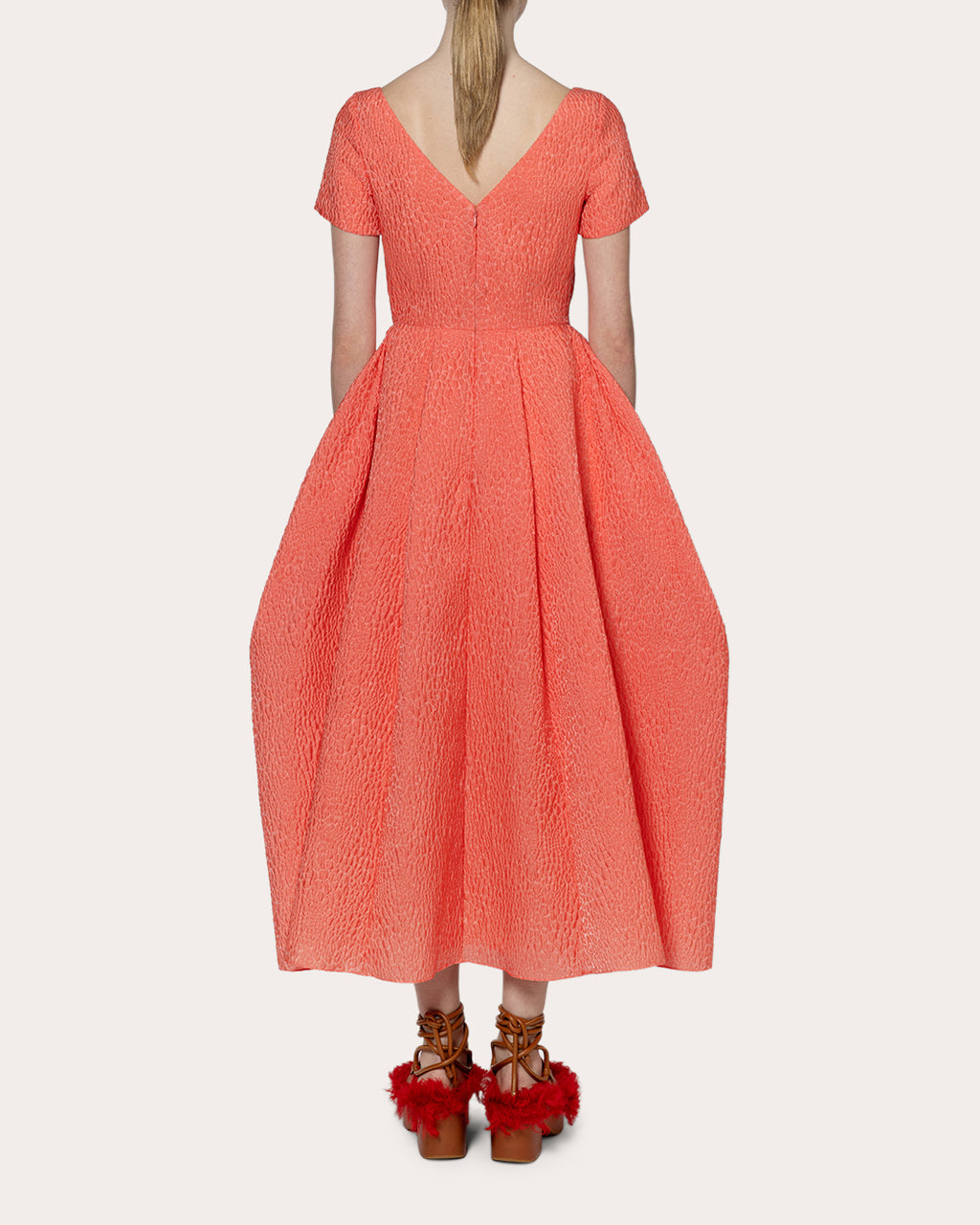 Vaela Cloqué Fit & Flare Midi Dress
