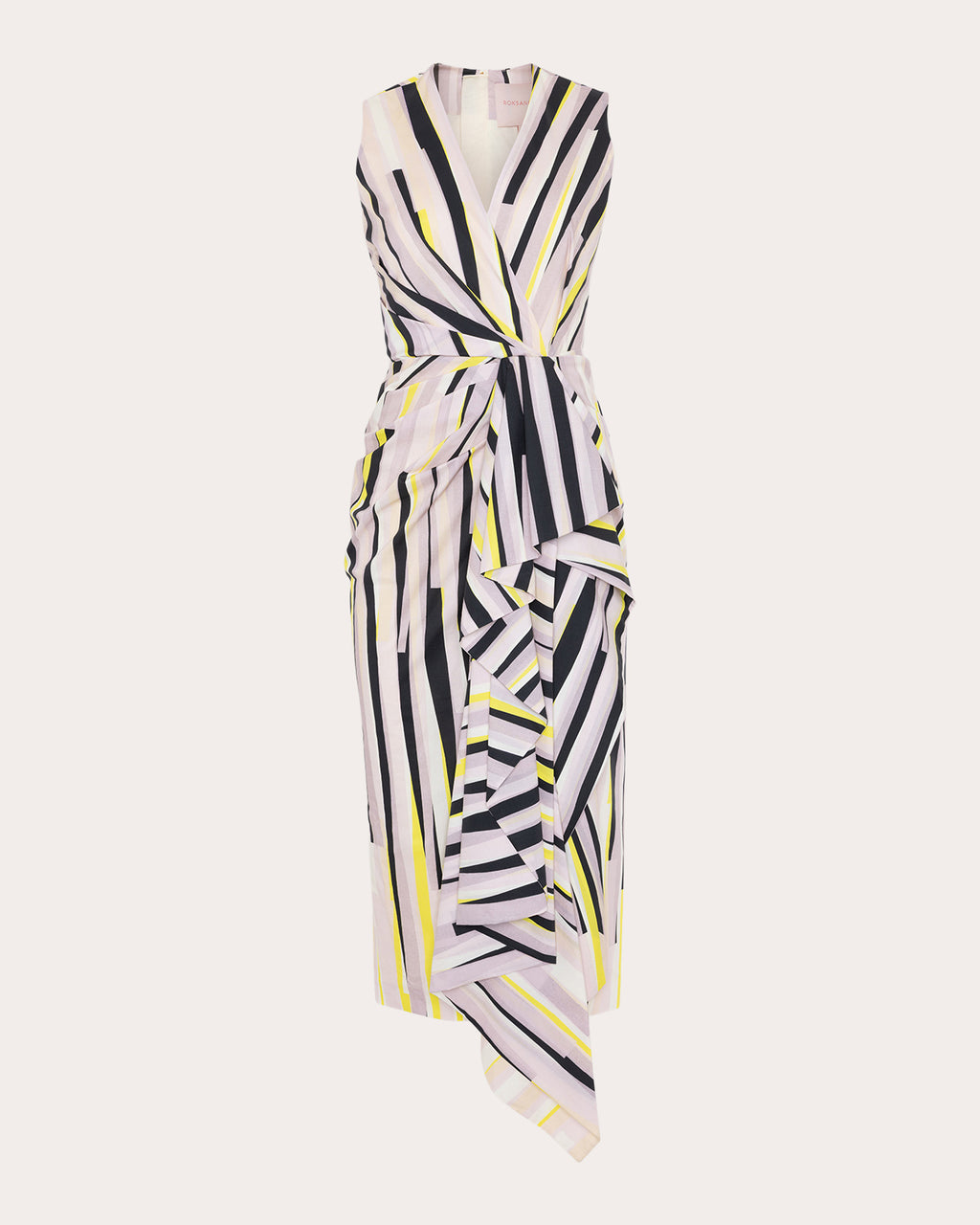 Esra Printed Poplin Pleated Waterfall Dress