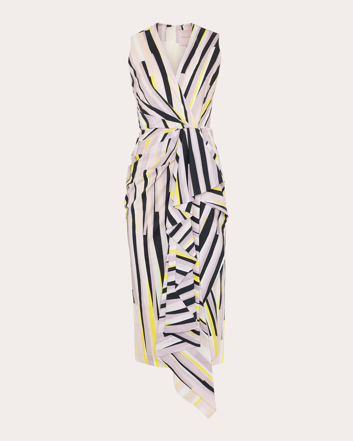 Esra Printed Poplin Pleated Waterfall Dress