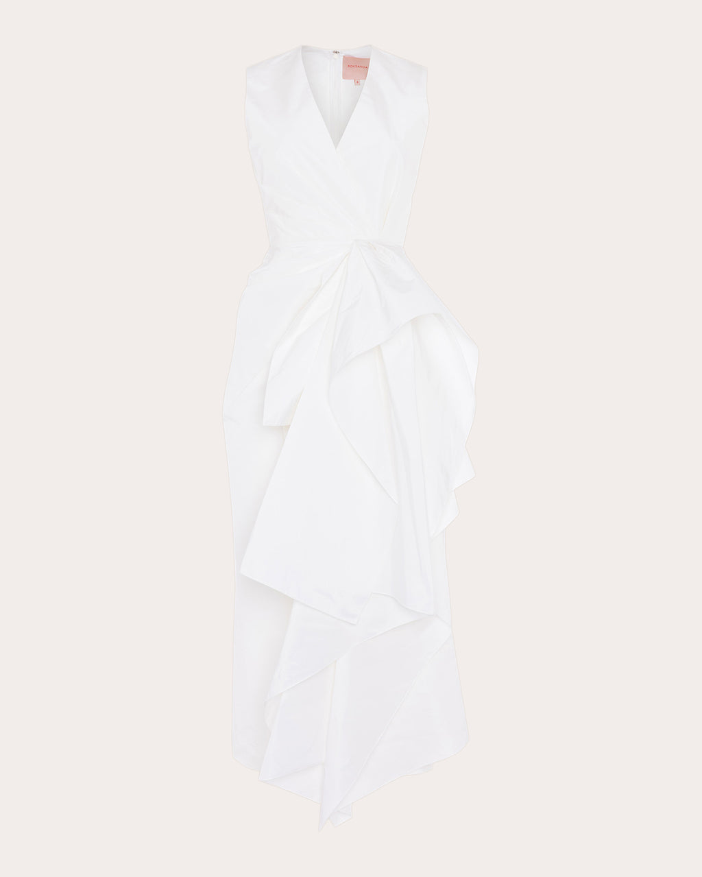 Esra Taffeta Pleated Waterfall Midi Dress