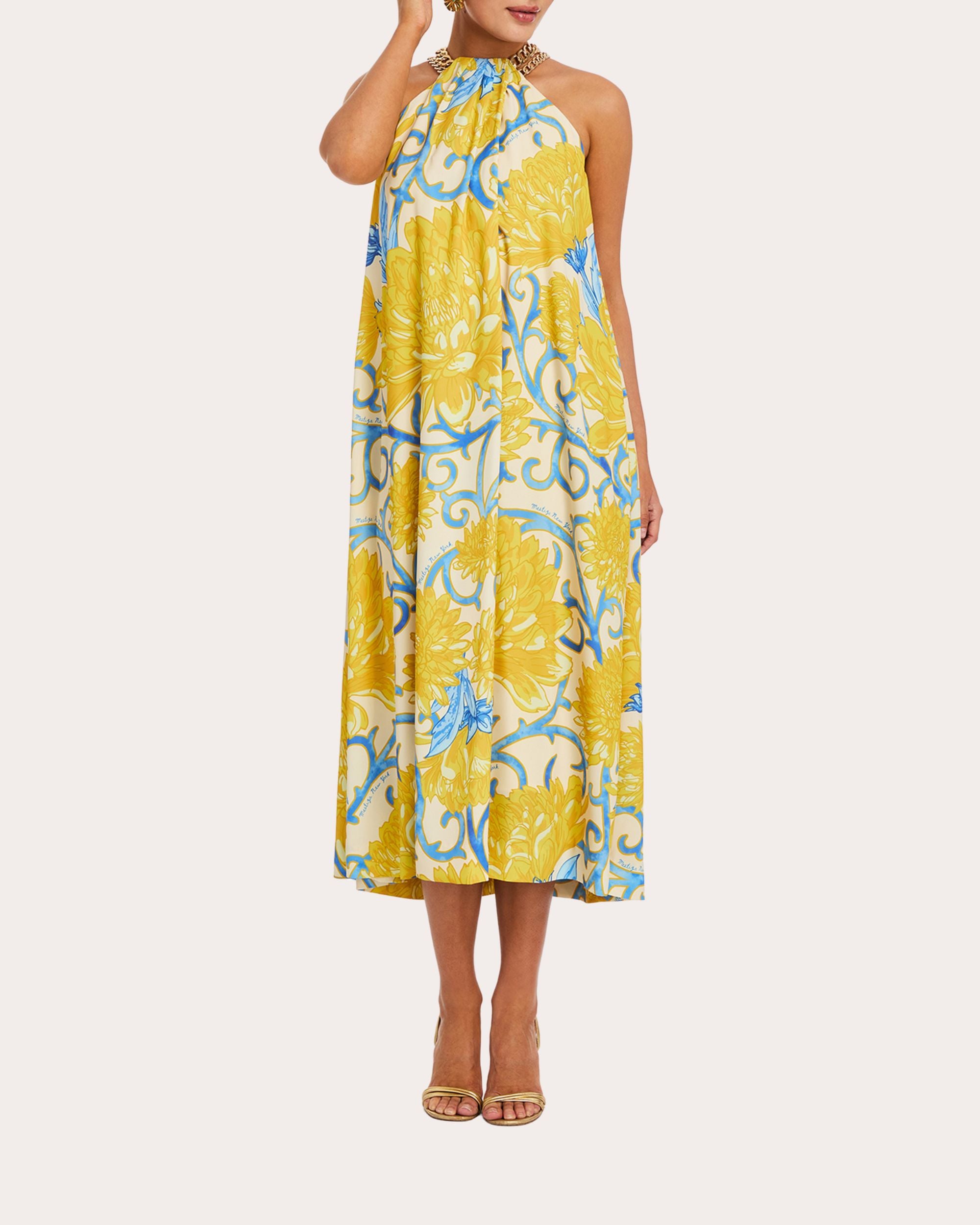 Bijou Embellished Floral Twill Midi Dress