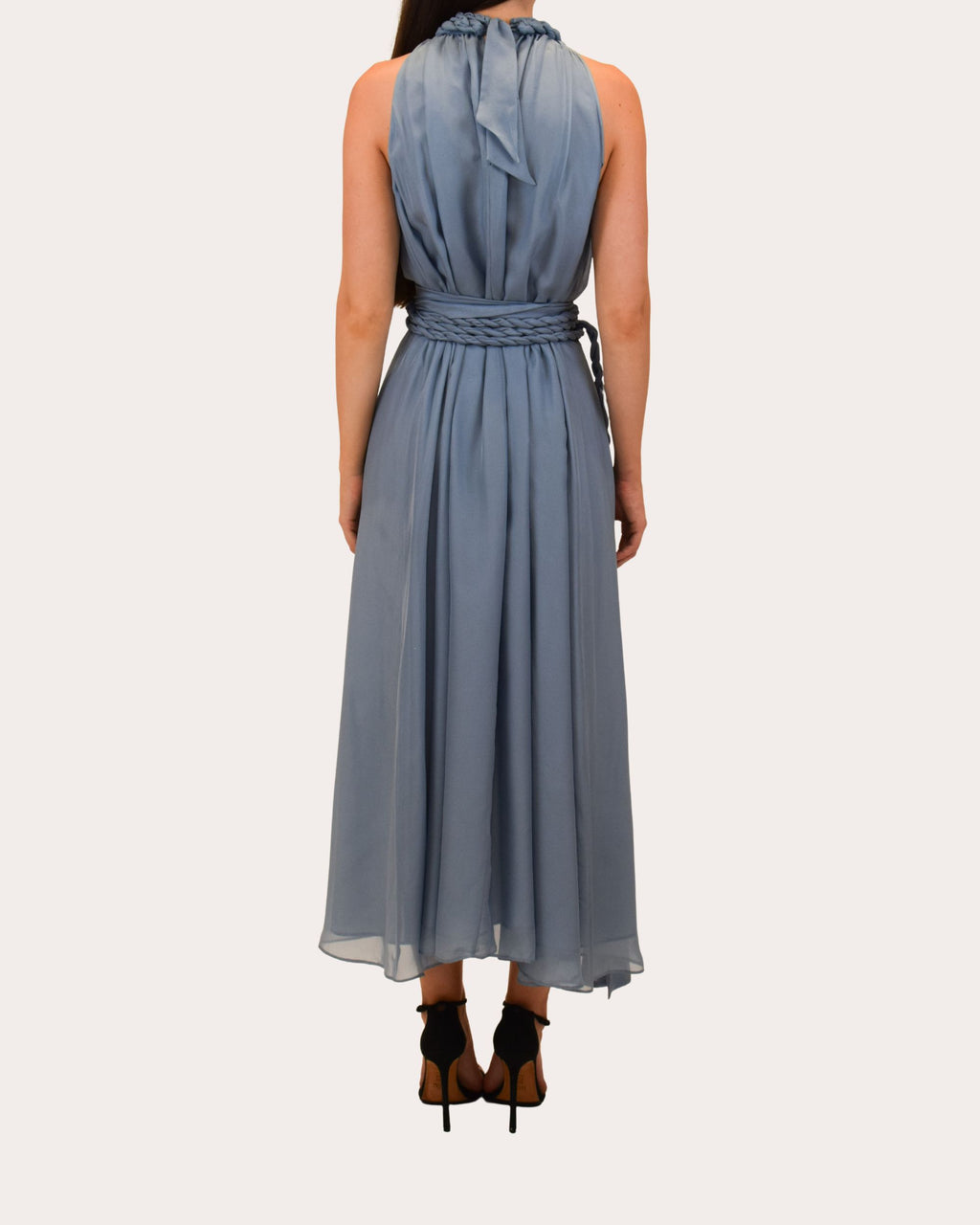 Dany Gathered Silk Chiffon Midi Dress