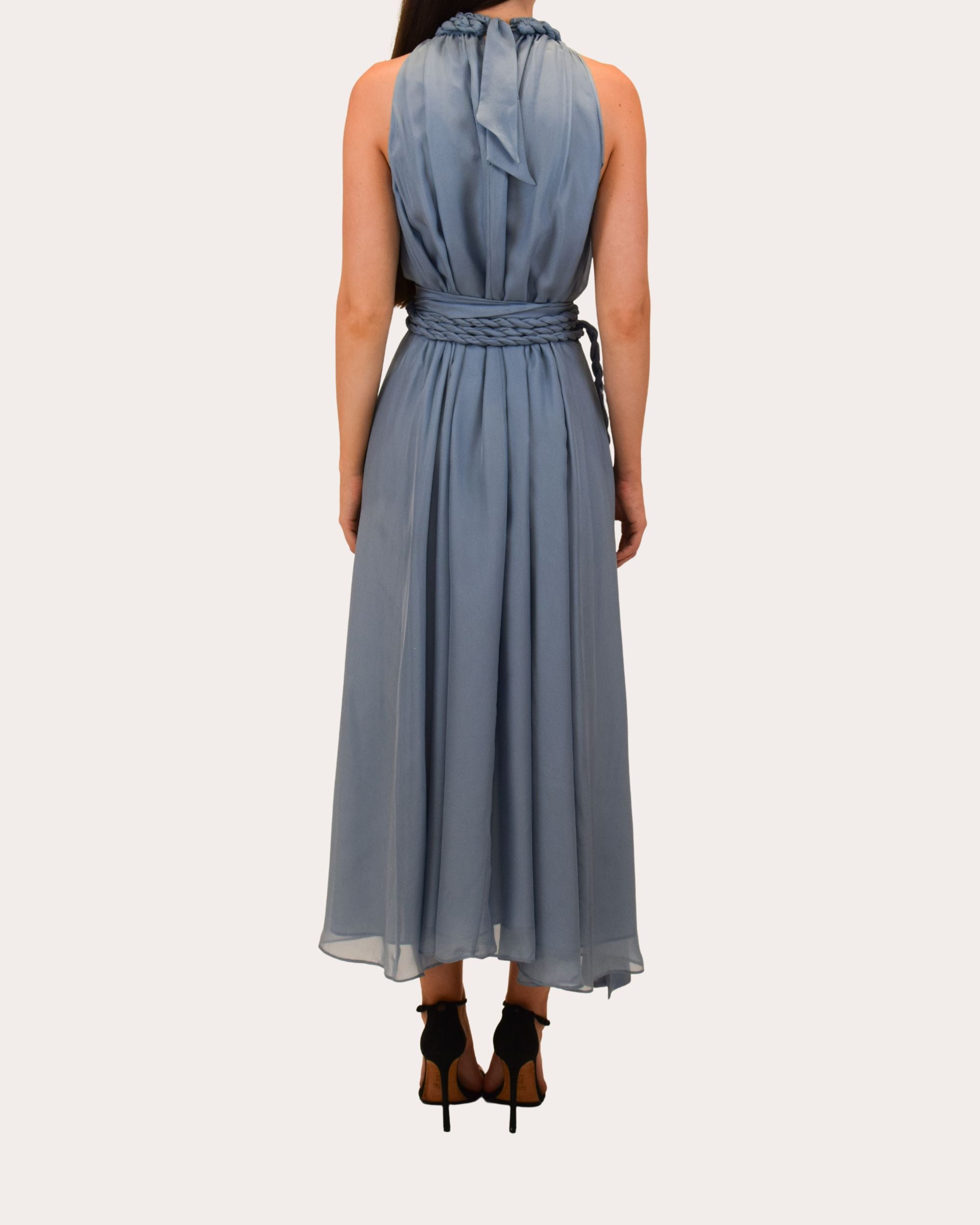 Dany Gathered Silk Chiffon Midi Dress