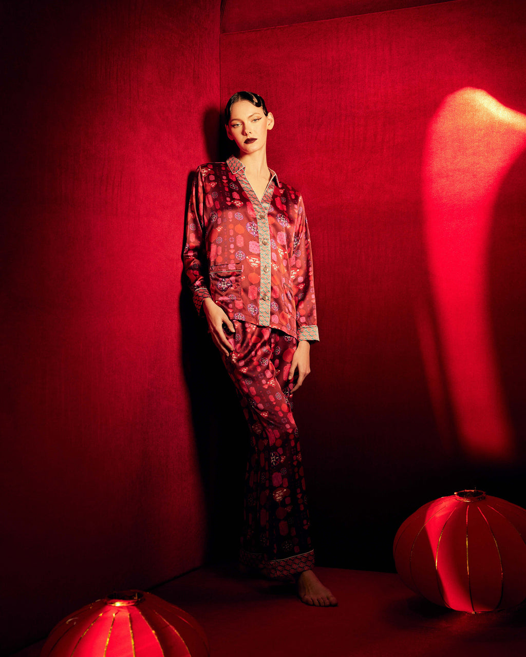 Tokyo Chochin Silk Pajama Set