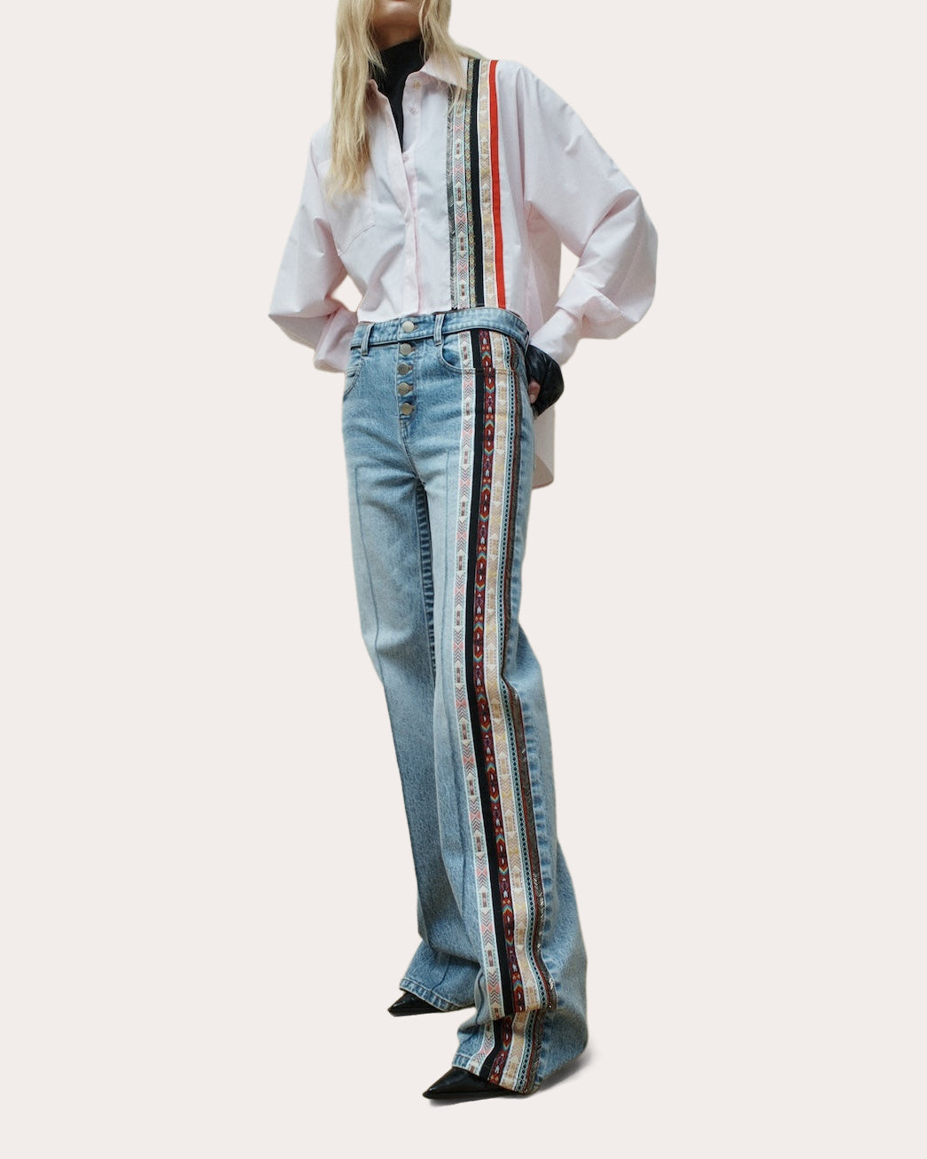 Ted Grosgrain Poplin High-Low Shirt