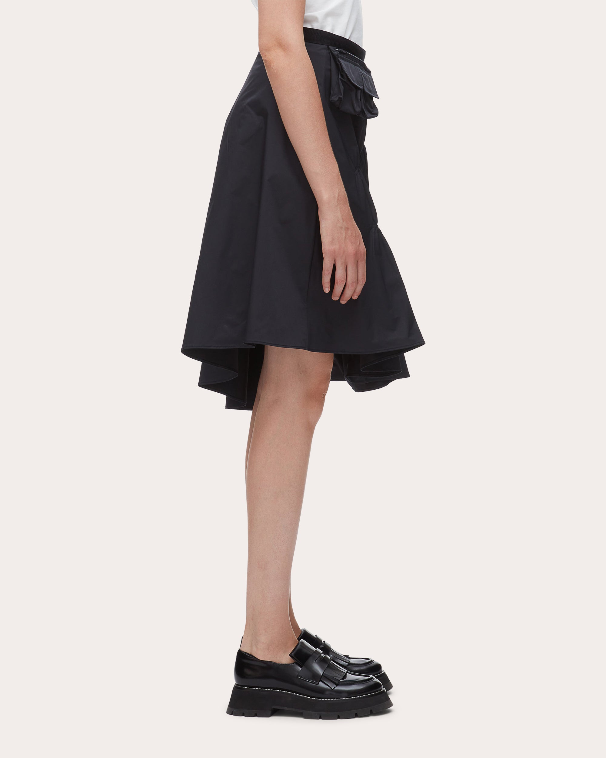 Ripstop Shirred Asymmetric Skirt