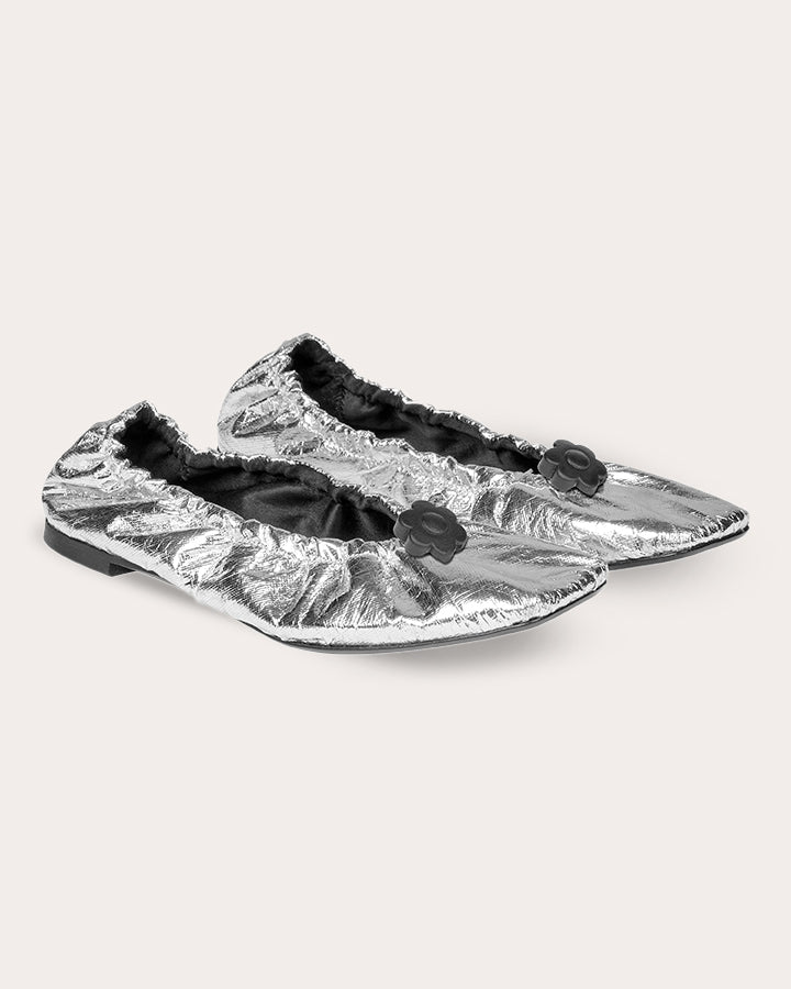 Orbella Metallic-Taffeta Ballet Flat