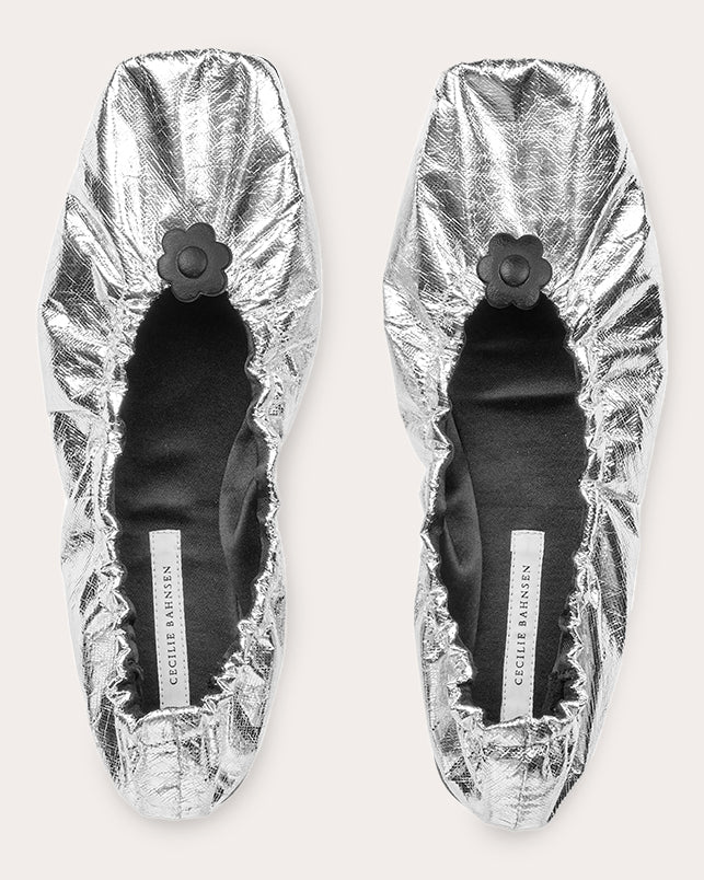Orbella Metallic-Taffeta Ballet Flat