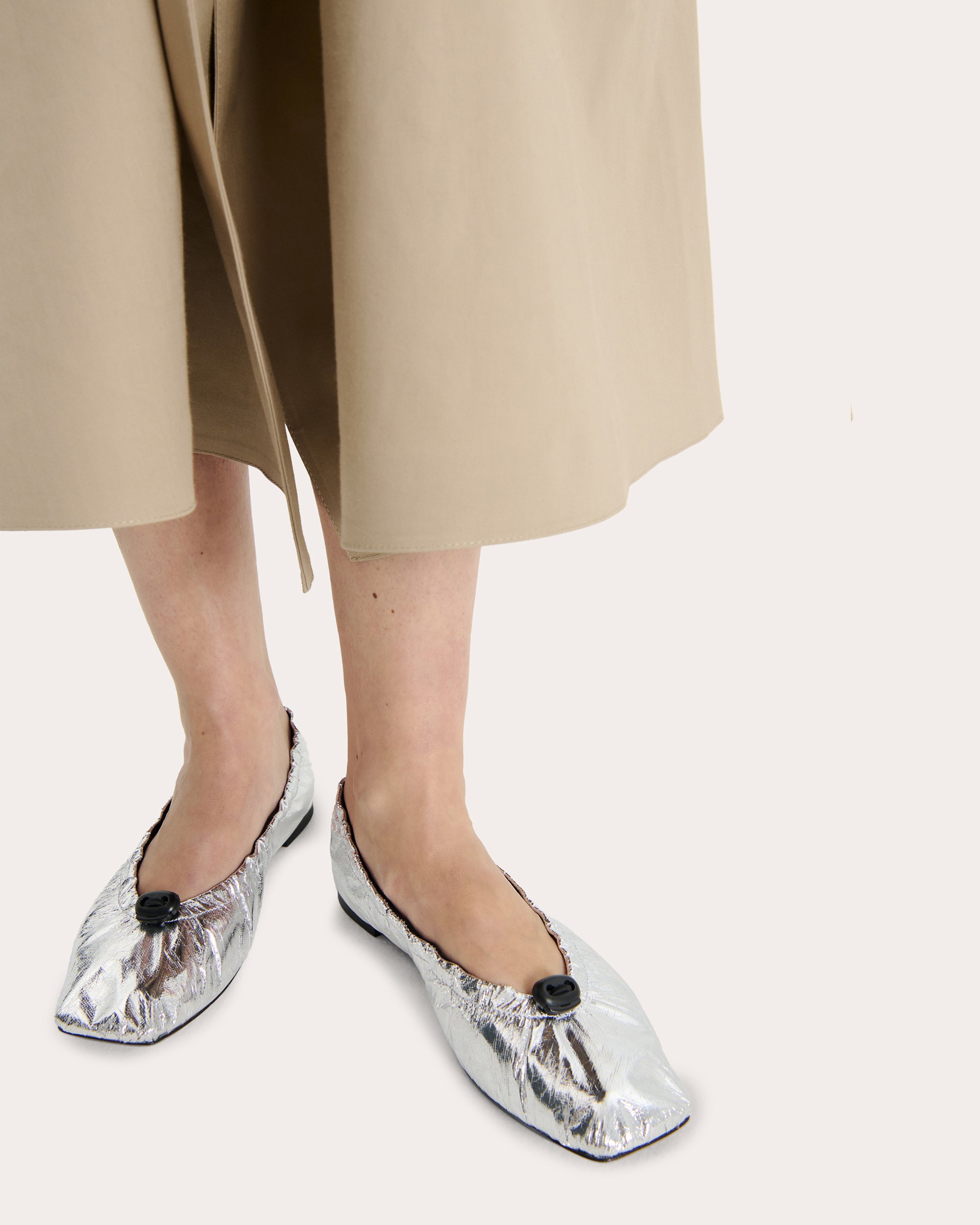 Orbella Metallic-Taffeta Ballet Flat