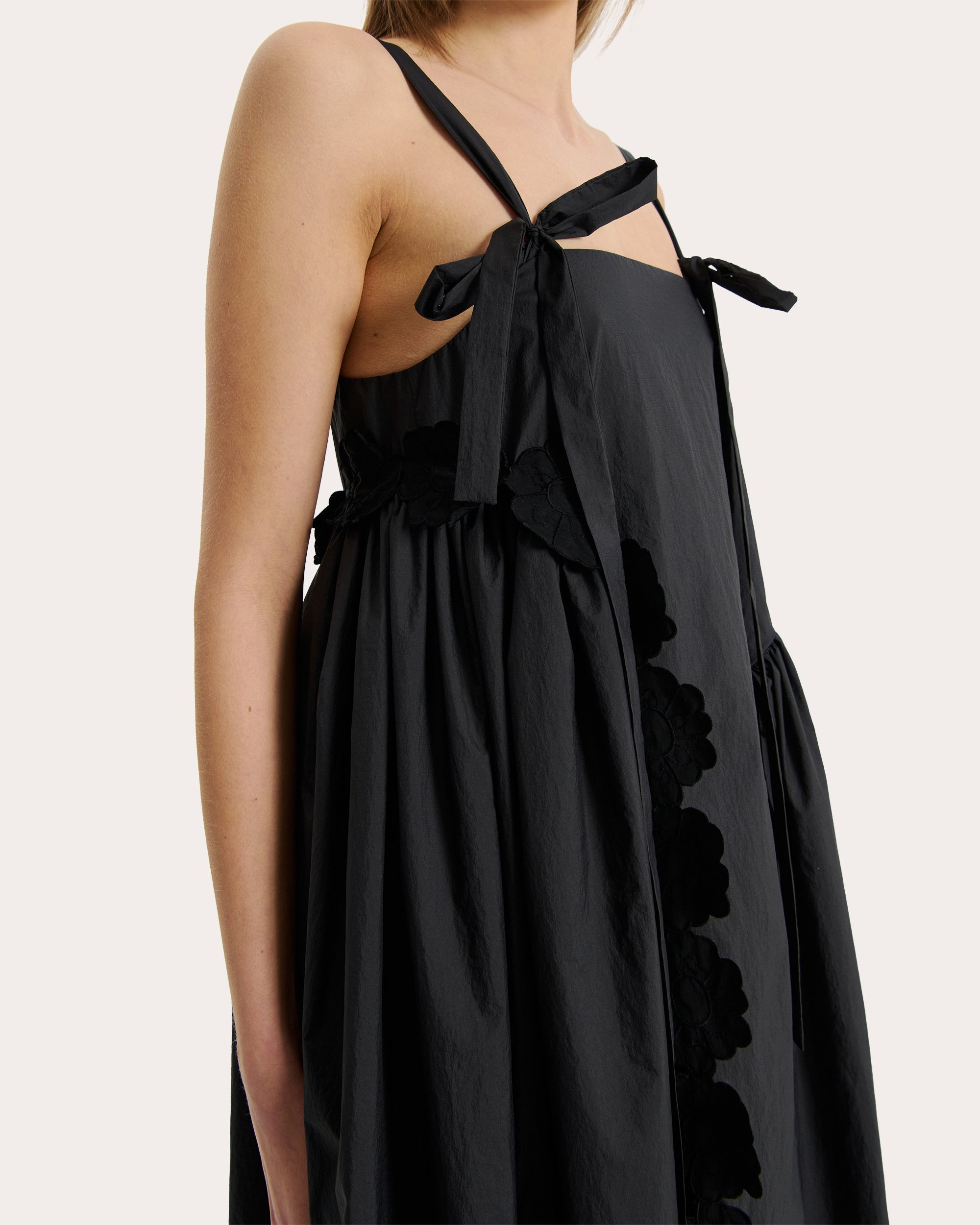 Oaklyn Floral-Appliquéd Nylon Midi Dress