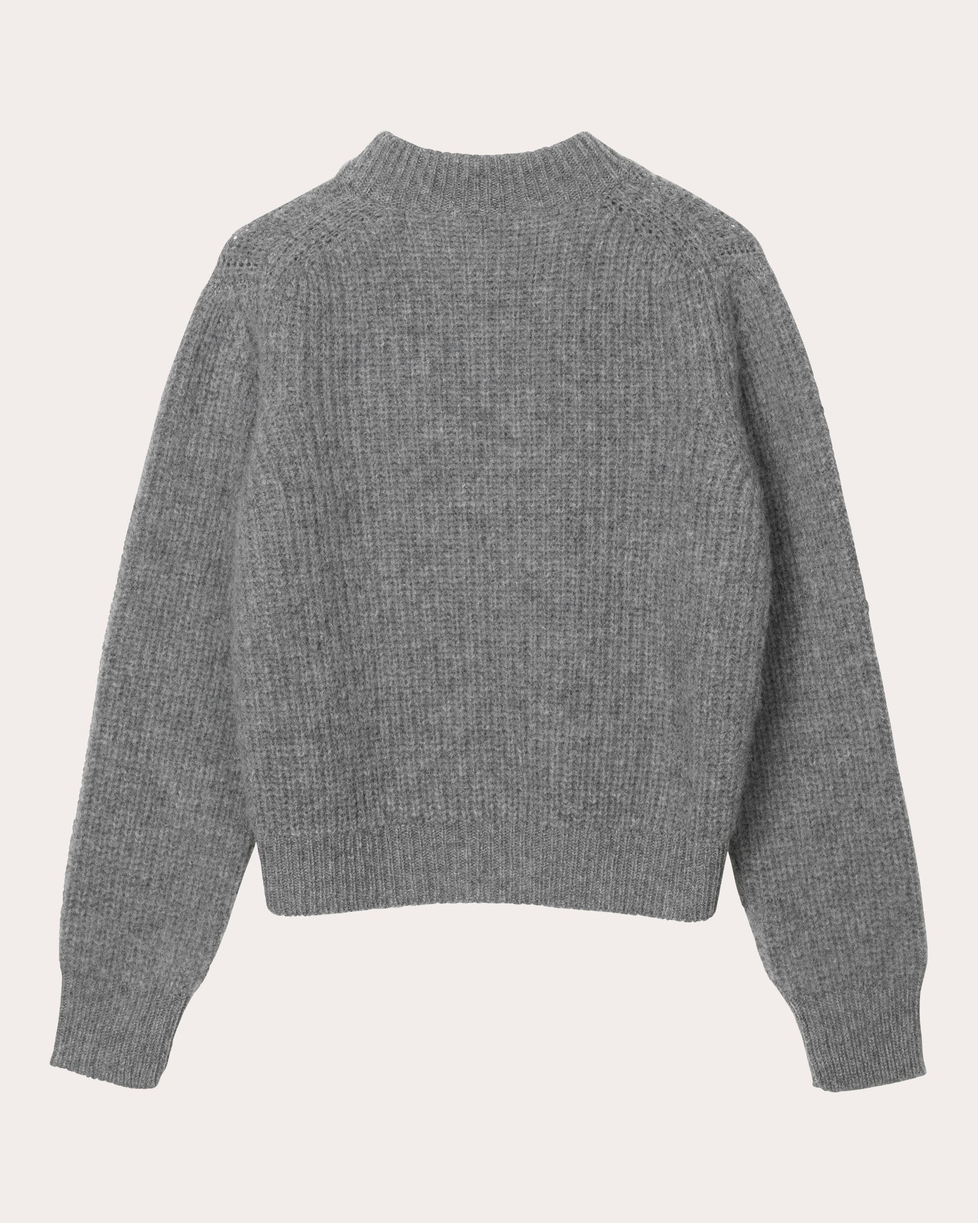 Bega Floral Appliqué Wool Mock Neck Sweater