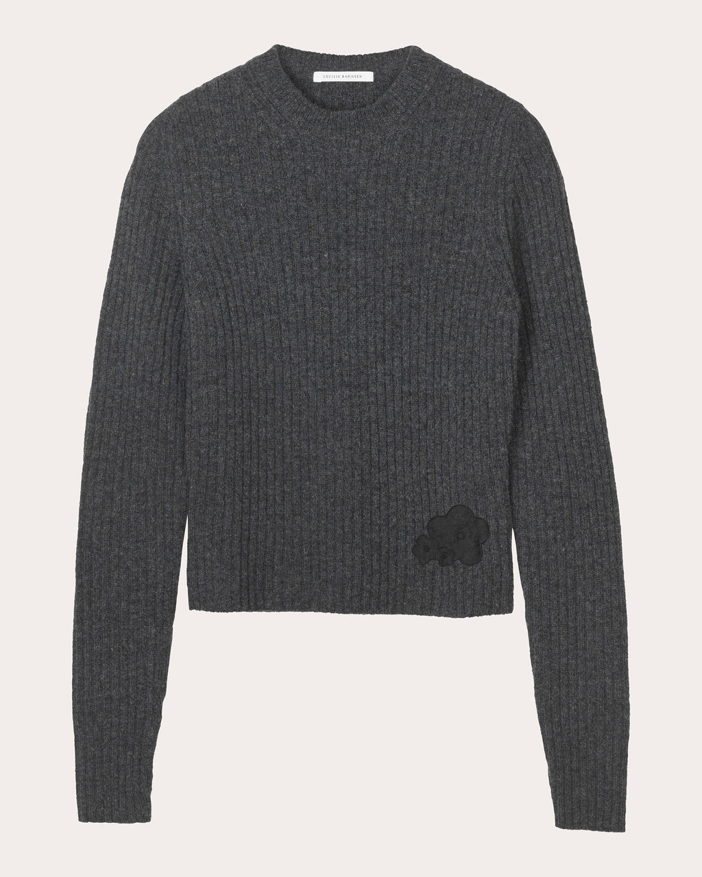 Blas Floral Appliqué Wool Crewneck Sweater