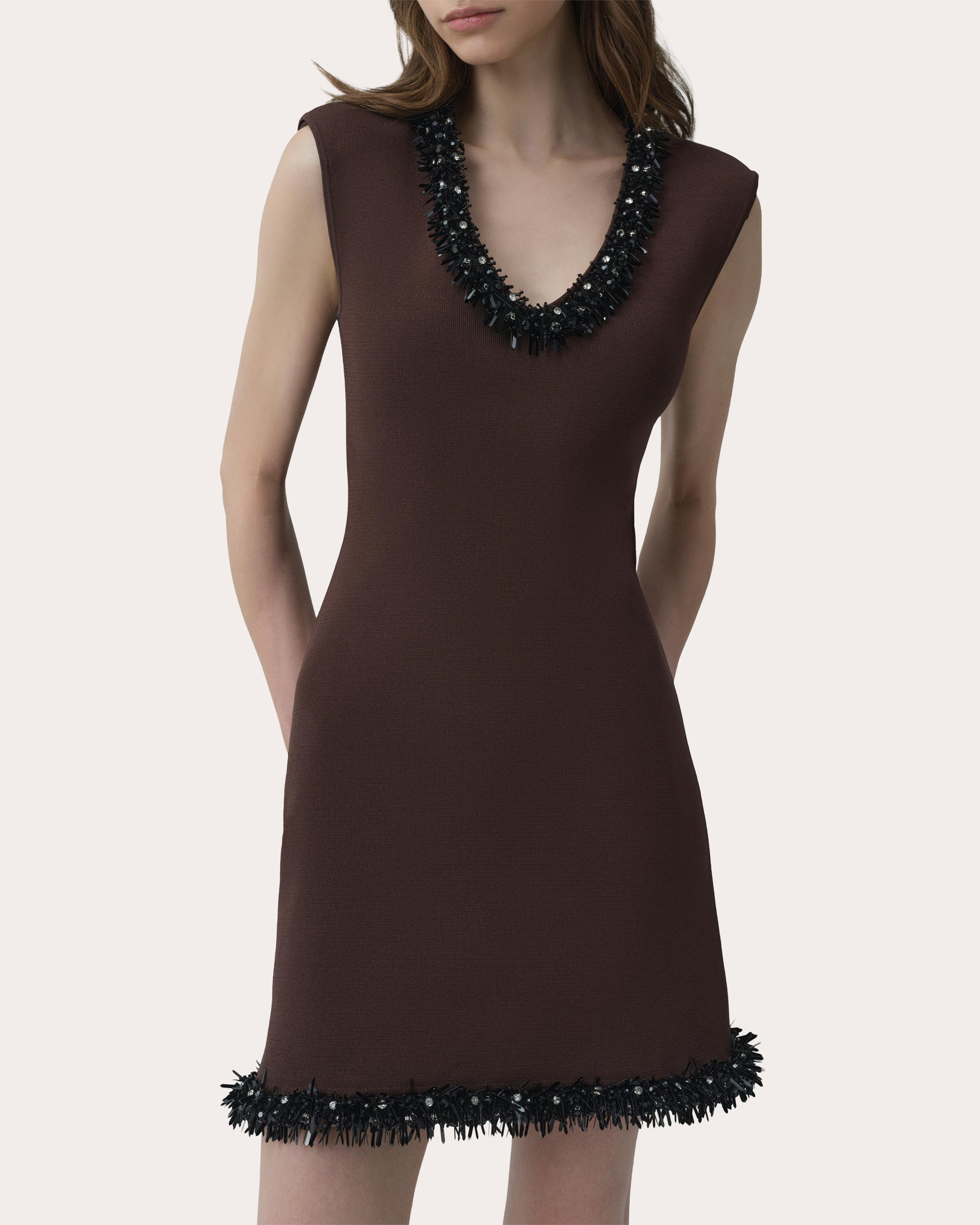 Suki Beaded Compact Knit Mini Dress