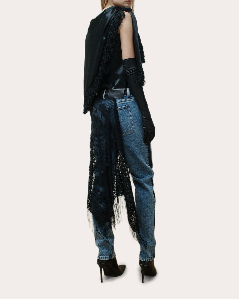Eram Fringed Shawl Slim Jeans